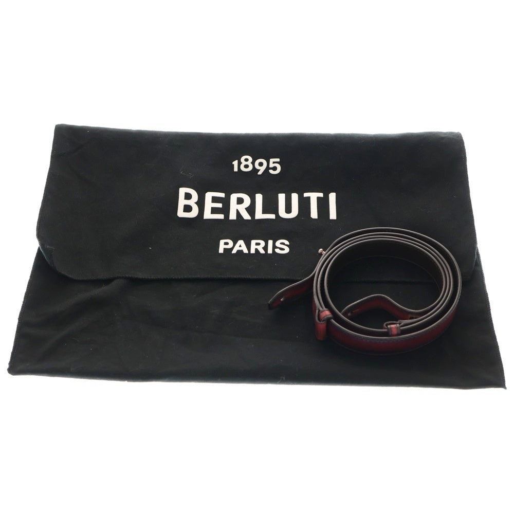 Berluti(ベルルッティ) カリグラフィー トゥジュールXS グラディアントディープブラック サンテミリオン ゴールデンパティーヌ レザー 2WAY ハンド ショルダーバッグ シルバー金具