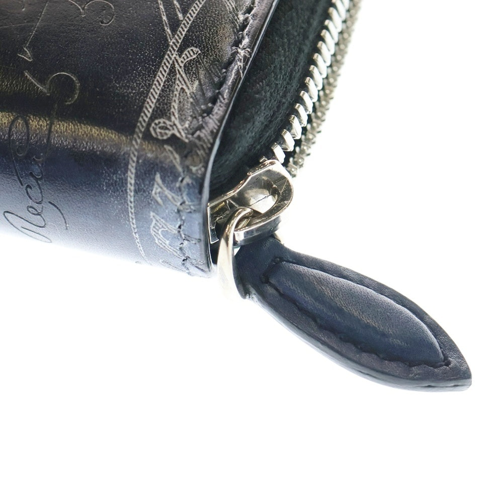 Berluti(ベルルッティ) カリグラフィ ラウンドファスナー イタウバ シルバーパティーヌ ロングウォレット 長財布 ネイビー