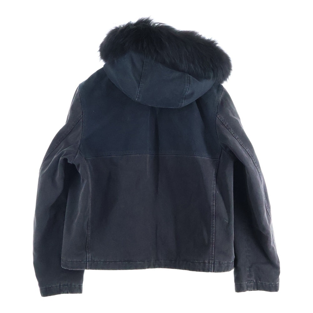 LOUIS VUITTON(ルイヴィトン) 24SS デニム ブルゾン ファー付き ジップアップフーディージャケット ブラック RM241M CCU HQA05W