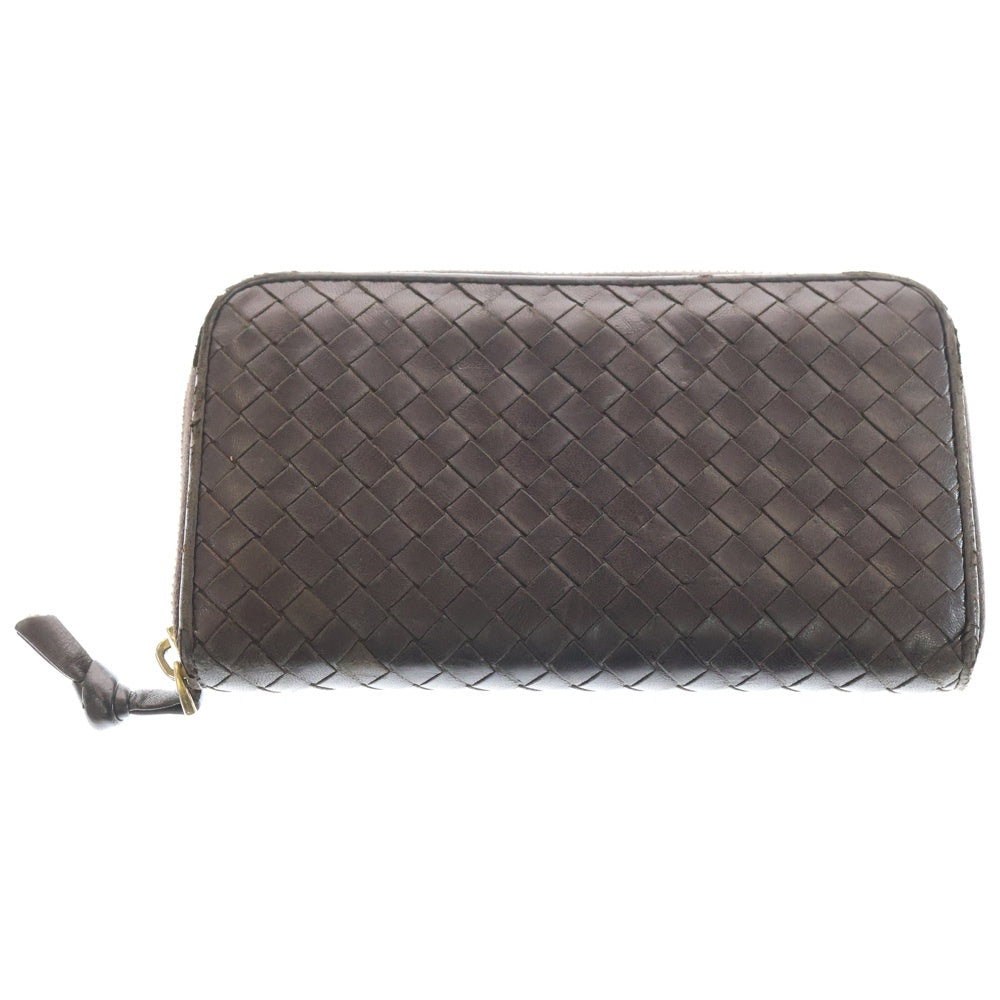 ✨美品✨ボッテガベェネタ 長財布 ラウンドジップ イントレチャート ゴールド BOTTEGA VENETA(ボッテガヴェネタ) ラウンドジップ イントレチャート