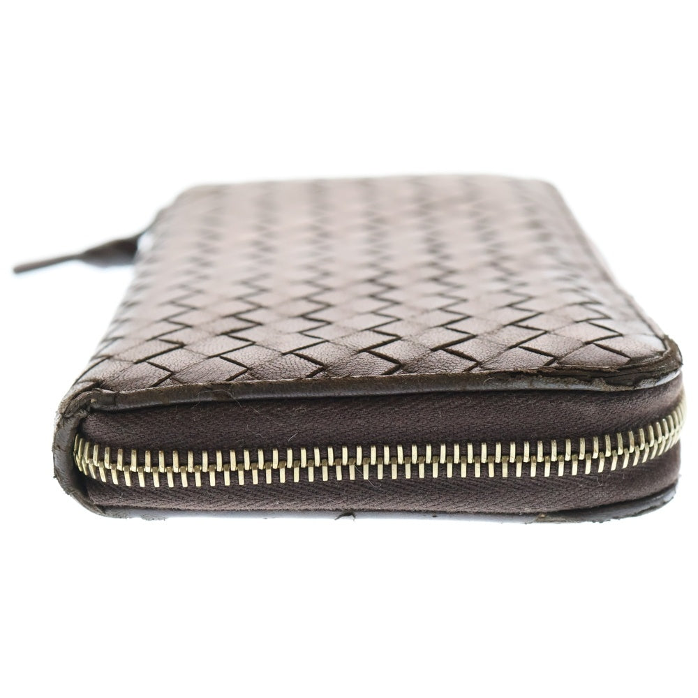 BOTTEGA VENETA(ボッテガヴェネタ) ラウンドジップ イントレチャート レザー ロングウォレット ゴールド 金具 長財布 ブラック 114076