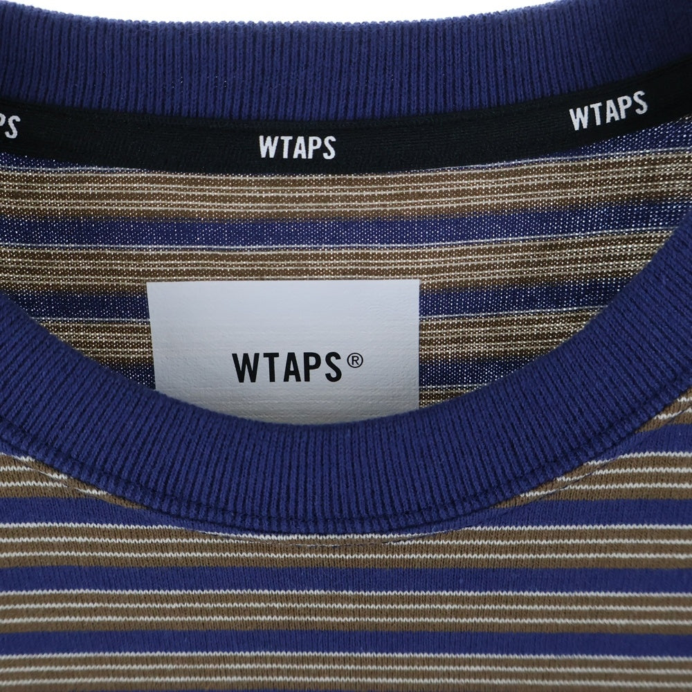 WTAPS(ダブルタップス) 25SS BDY02 SS ボーダー柄半袖Tシャツ カットソー ブラウン/ブルー 251ATDT-CSM36