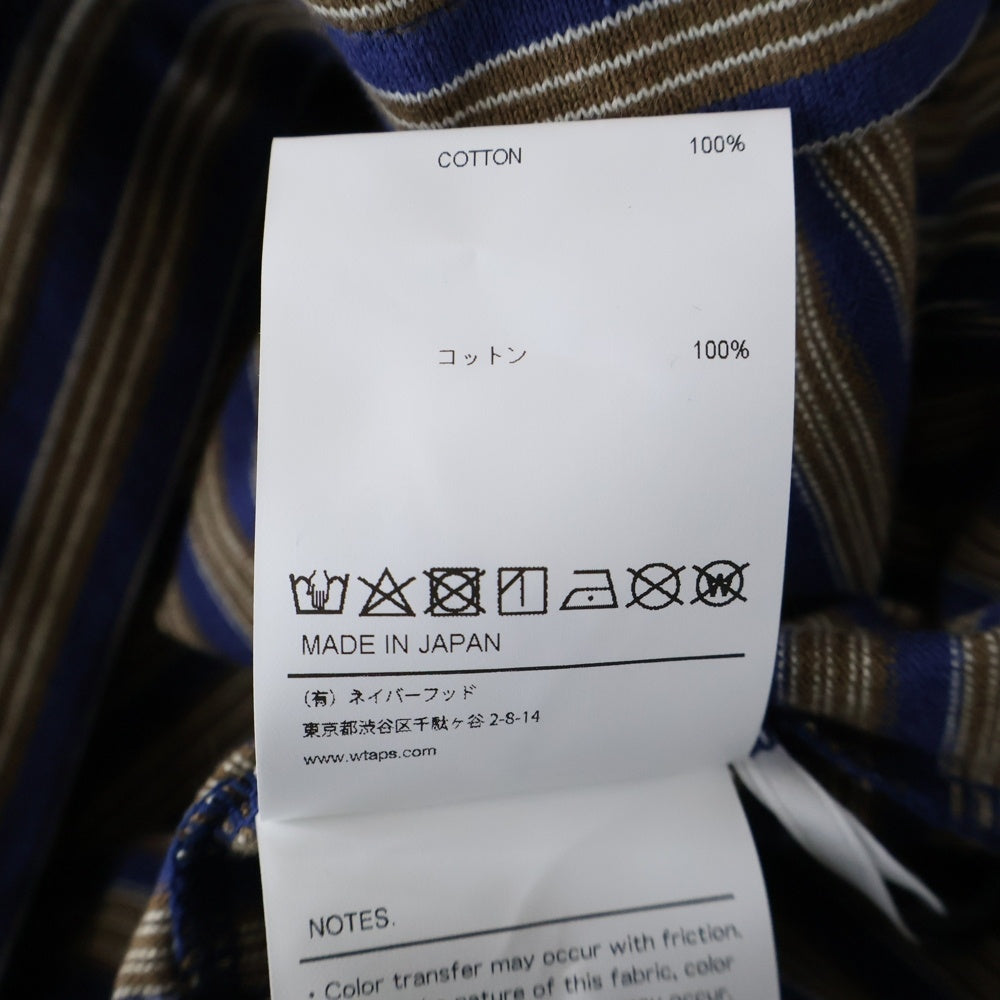 WTAPS(ダブルタップス) 25SS BDY02 SS ボーダー柄半袖Tシャツ カットソー ブラウン/ブルー 251ATDT-CSM36