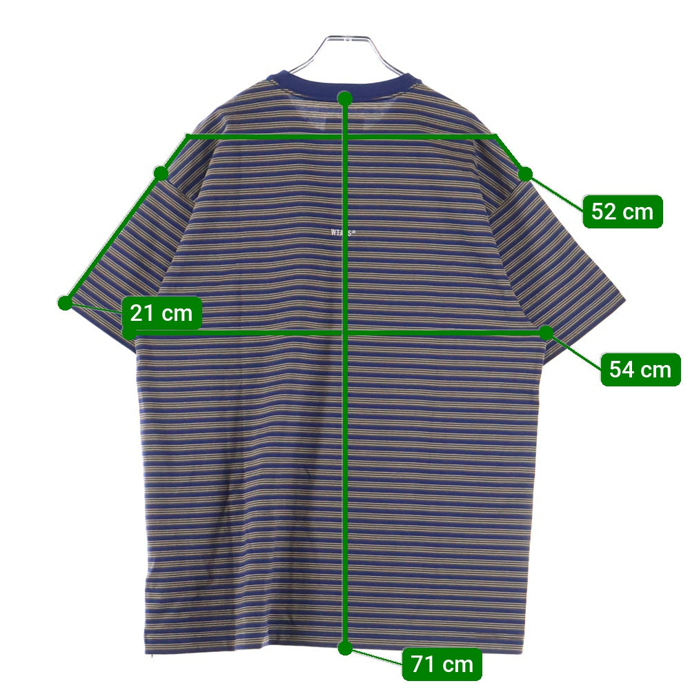 WTAPS(ダブルタップス) 25SS BDY02 SS ボーダー柄半袖Tシャツ カットソー ブラウン/ブルー 251ATDT-CSM36