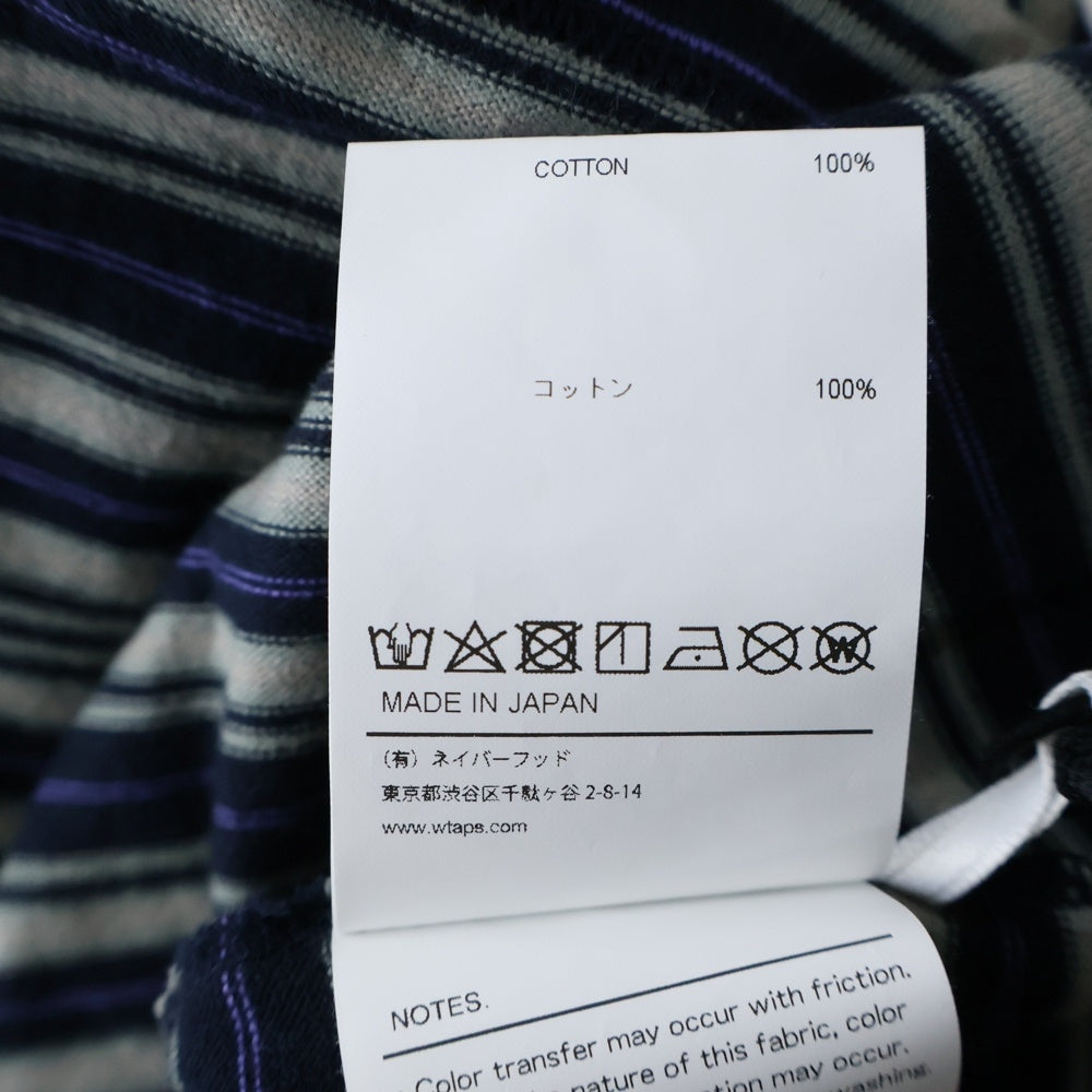 WTAPS(ダブルタップス) 25SS BDY01 SS ボーダー柄半袖Tシャツ カットソー ベージュ/ブラック 251ATDT-CSM22