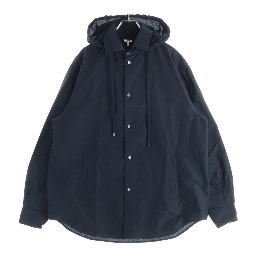 LOEWE(ロエベ) バックアナグラムロゴ フーデッドオーバー長袖シャツ ブルー H526Y05WBB