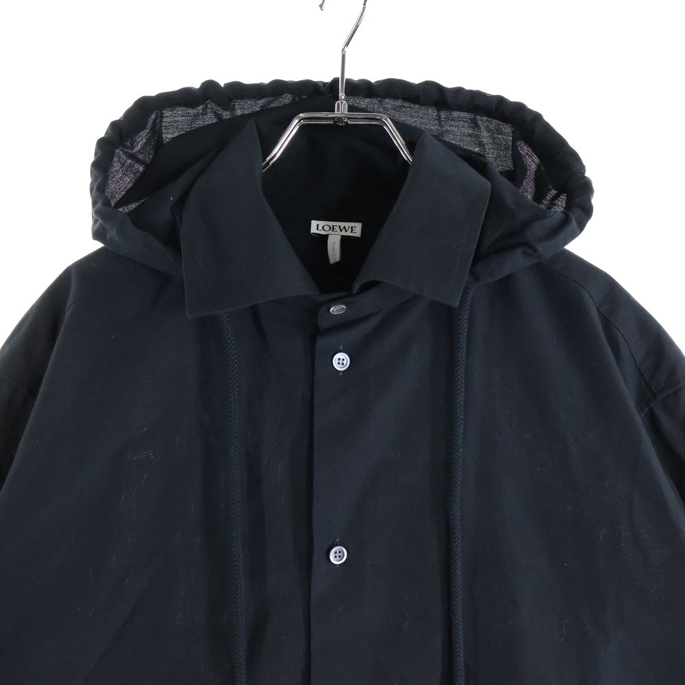 LOEWE(ロエベ) バックアナグラムロゴ フーデッドオーバー長袖シャツ ブルー H526Y05WBB