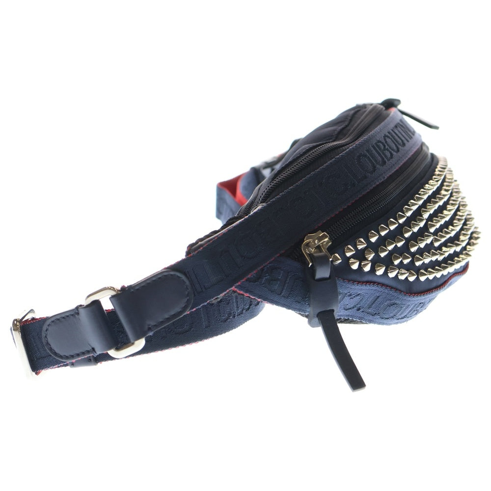 CHRISTIAN LOUBOUTIN(クリスチャンルブタン) PARISNYC パリスニューヨーク スパイクスタッズ ボディバッグ ウェイストバッグ ネイビー/シルバー