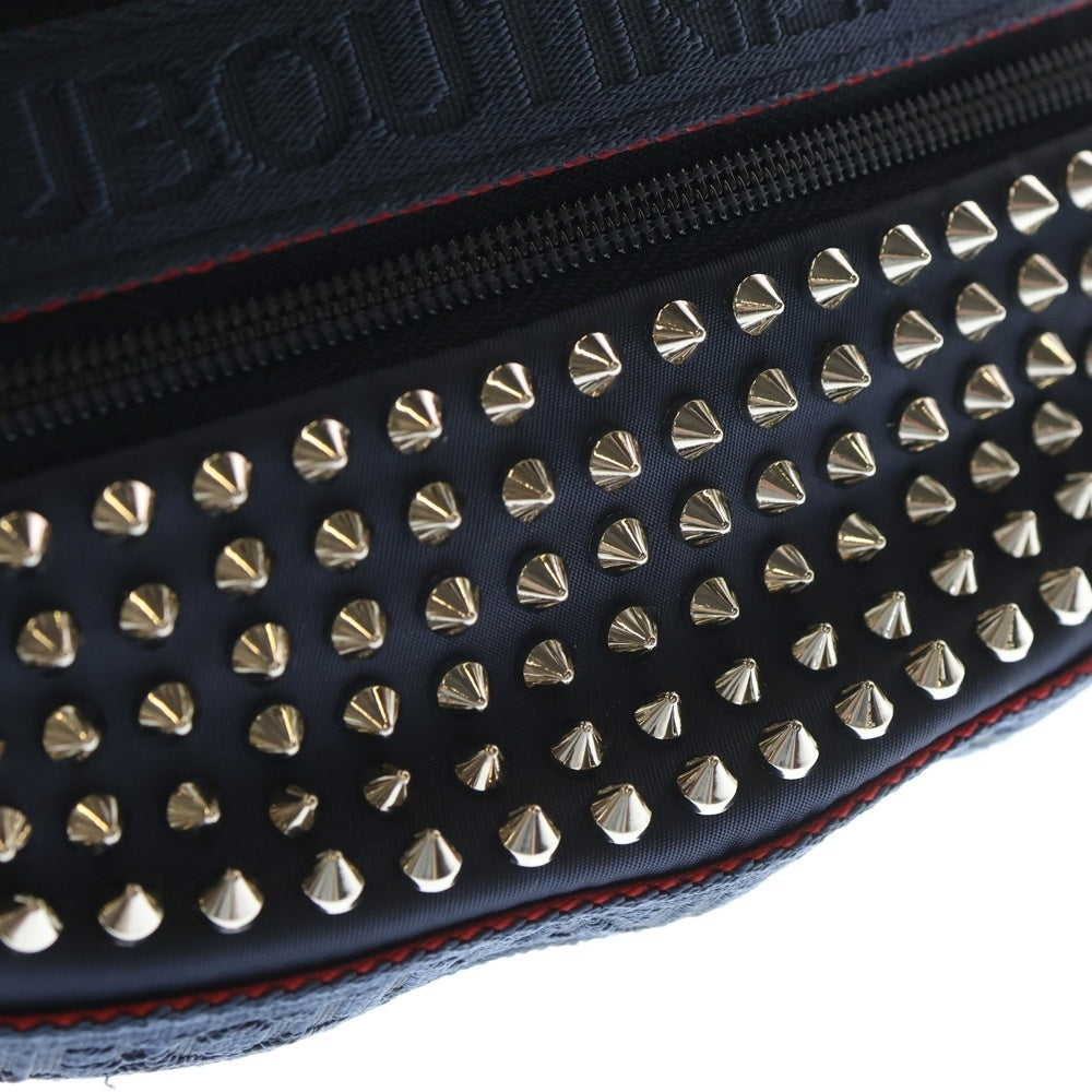 CHRISTIAN LOUBOUTIN(クリスチャンルブタン) PARISNYC パリスニューヨーク スパイクスタッズ ボディバッグ ウェイストバッグ ネイビー/シルバー