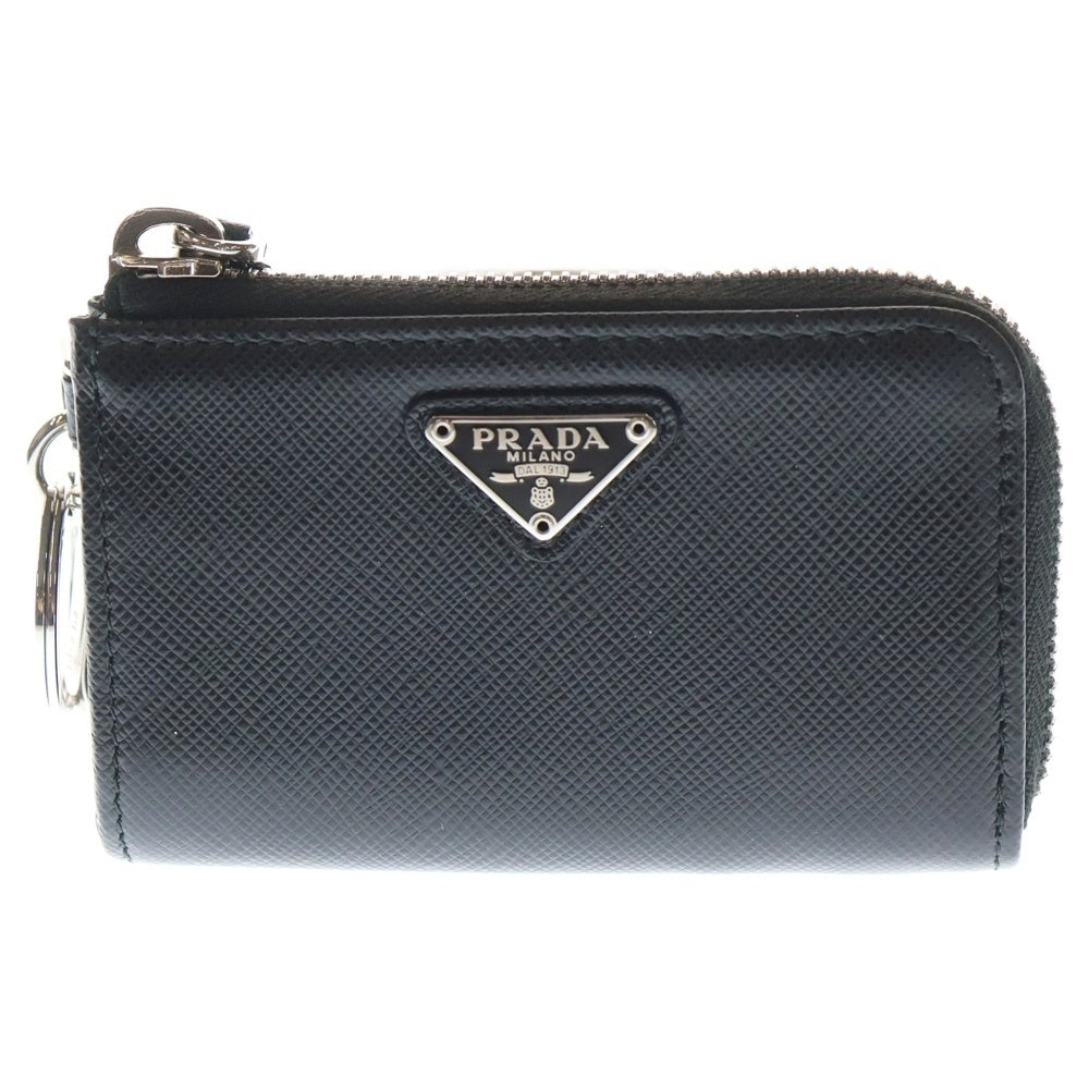 PRADA プラダ コインケース サフィアーノ 三角プレート 黒 PRADA(プラダ) サフィアーノ 三角ロゴプレート レザー コインケース