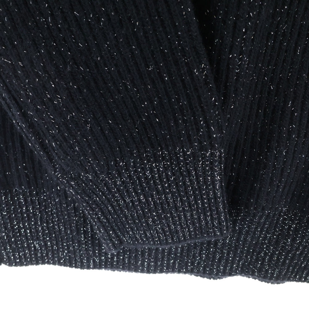 SAINT LAURENT PARIS(サンローランパリ) ラメ入り リブ編み クルーネックニット セーター ブラック/シルバー 708836 Y75PM