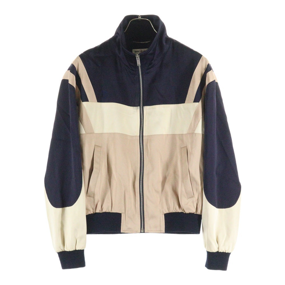 SAINT LAURENT PARIS(サンローランパリ) 22SS YSL刺繍ロゴ テディサテン ボンバージャケット ネイビー/ピンク 664170 Y3G36