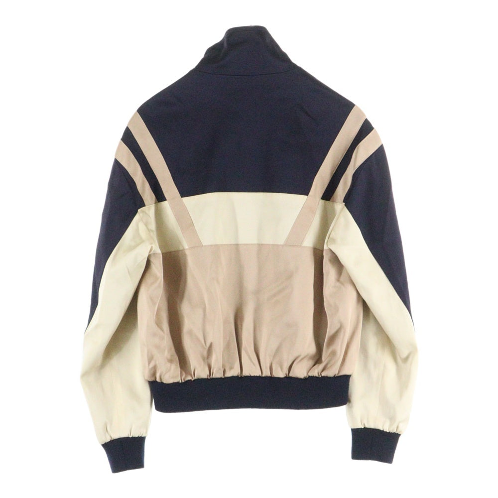 SAINT LAURENT PARIS(サンローランパリ) 22SS YSL刺繍ロゴ テディサテン ボンバージャケット ネイビー/ピンク 664170 Y3G36