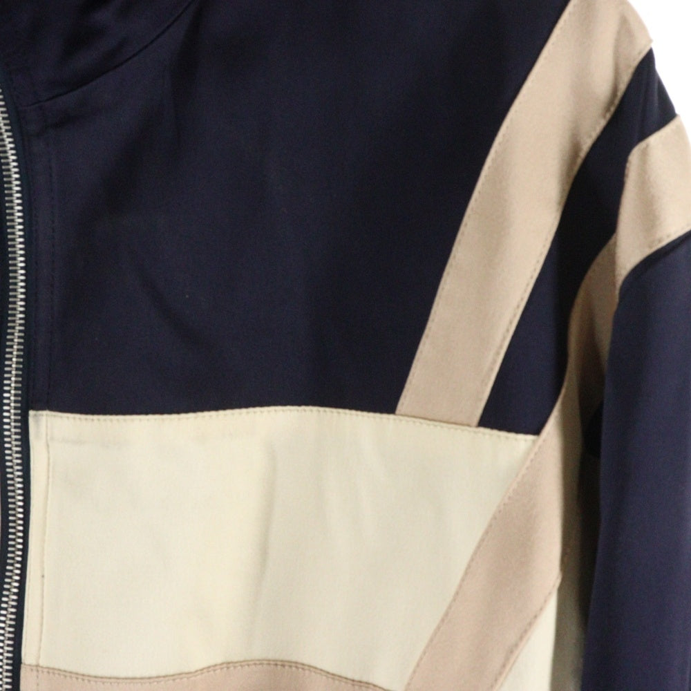 SAINT LAURENT PARIS(サンローランパリ) 22SS YSL刺繍ロゴ テディサテン ボンバージャケット ネイビー/ピンク 664170 Y3G36