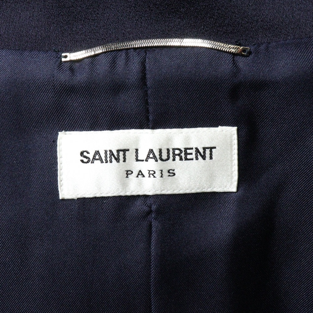 SAINT LAURENT PARIS(サンローランパリ) 22SS YSL刺繍ロゴ テディサテン ボンバージャケット ネイビー/ピンク 664170 Y3G36