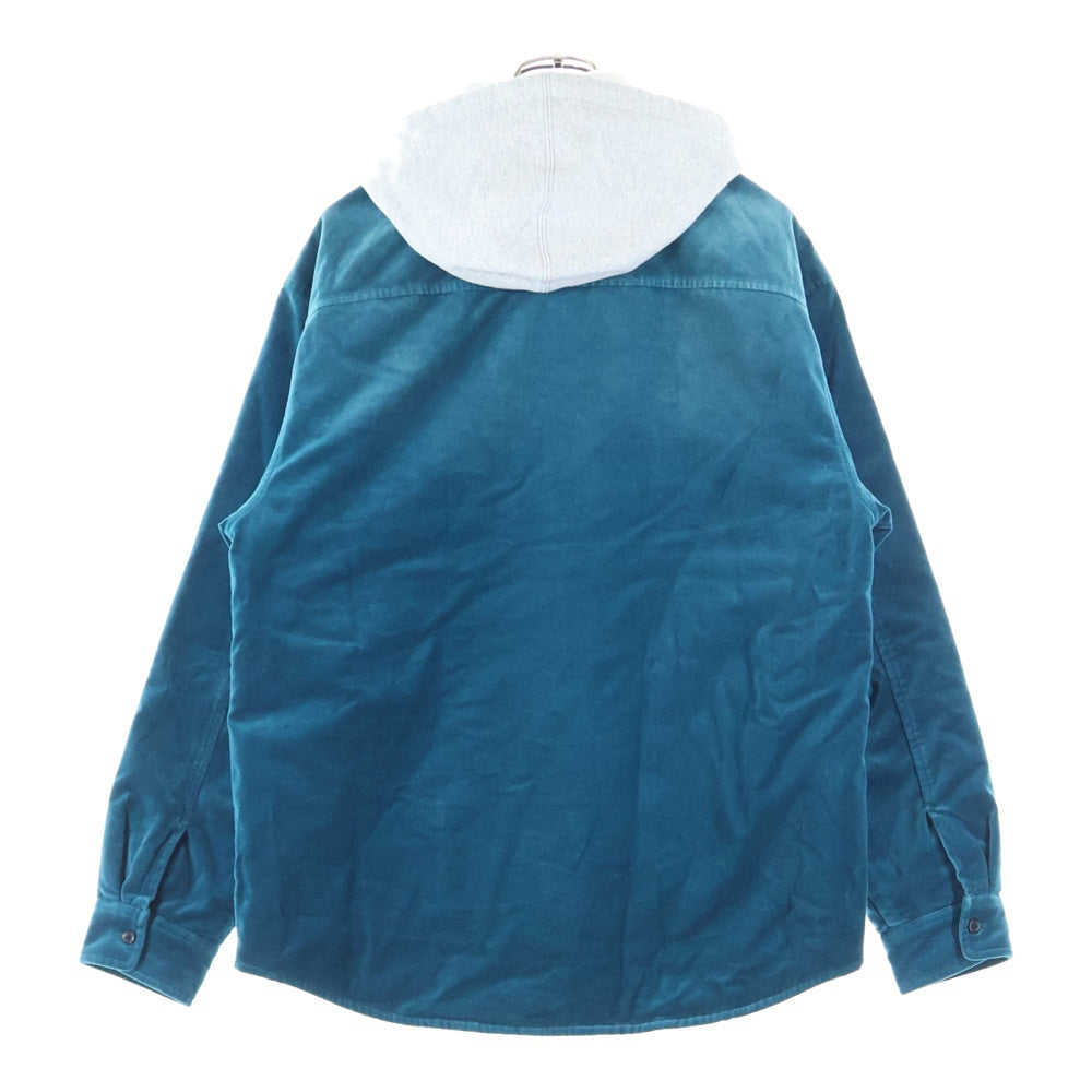 SUPREME(シュプリーム) 25AW Quilted Lined Hooded Velvet Shirt キルティング ラインド フーディー ベルベット シャツ ジャケット ブルー