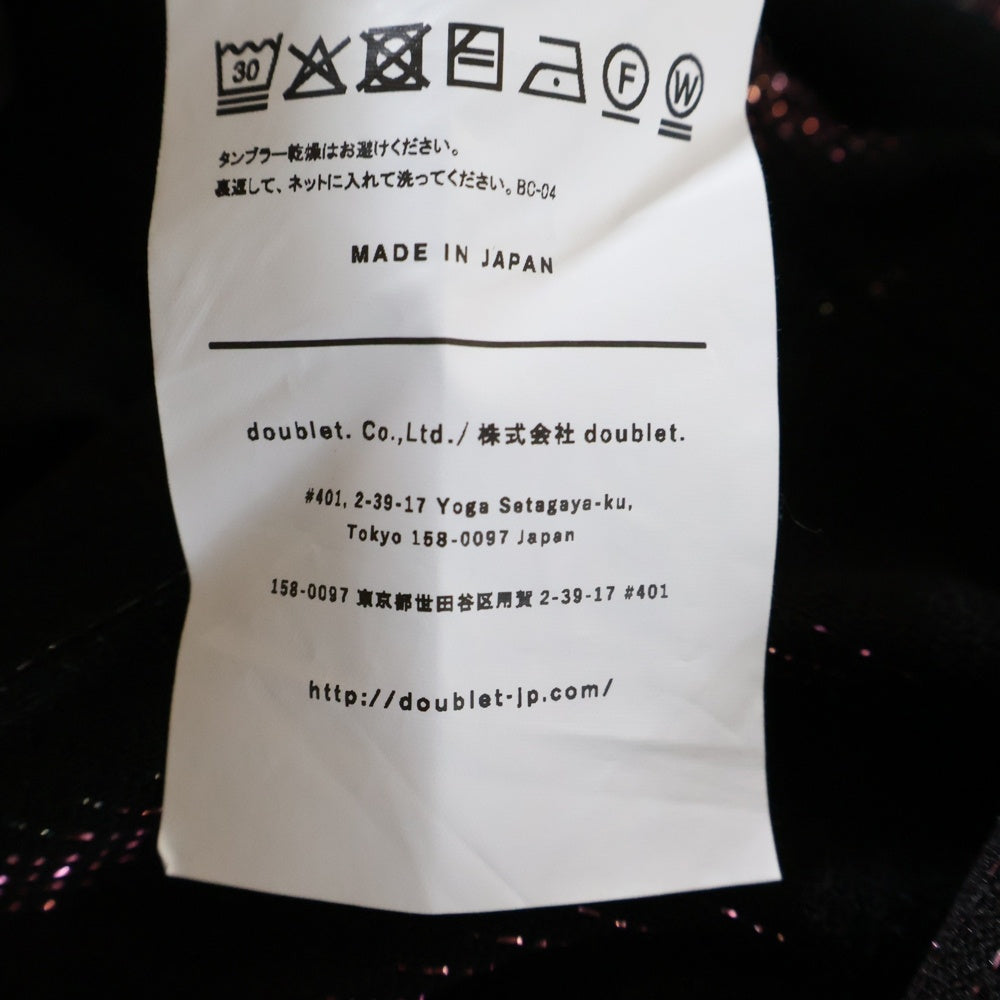 doublet(ダブレット) 25AW HEART PRINT SPARKLING L/S T-SHIRT ハート プリント スパークリング 長袖シャツ ジャージ ブラック/ピンク 25AW60CS418