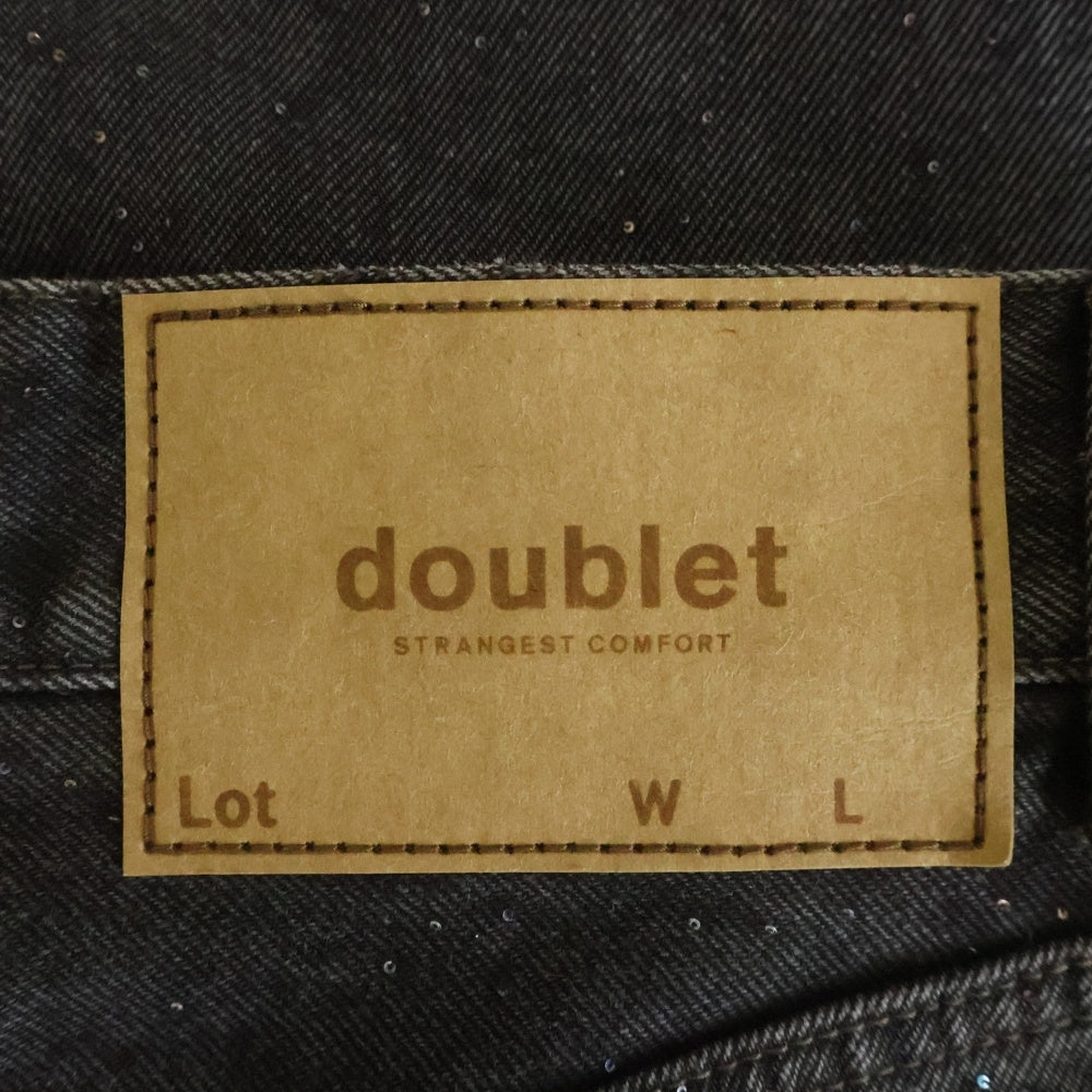 doublet(ダブレット) 25AW WOVEN SEQUIN DENIM PANTS ウーブン スパンコール デニム パンツ ブラック 25AW08PT317