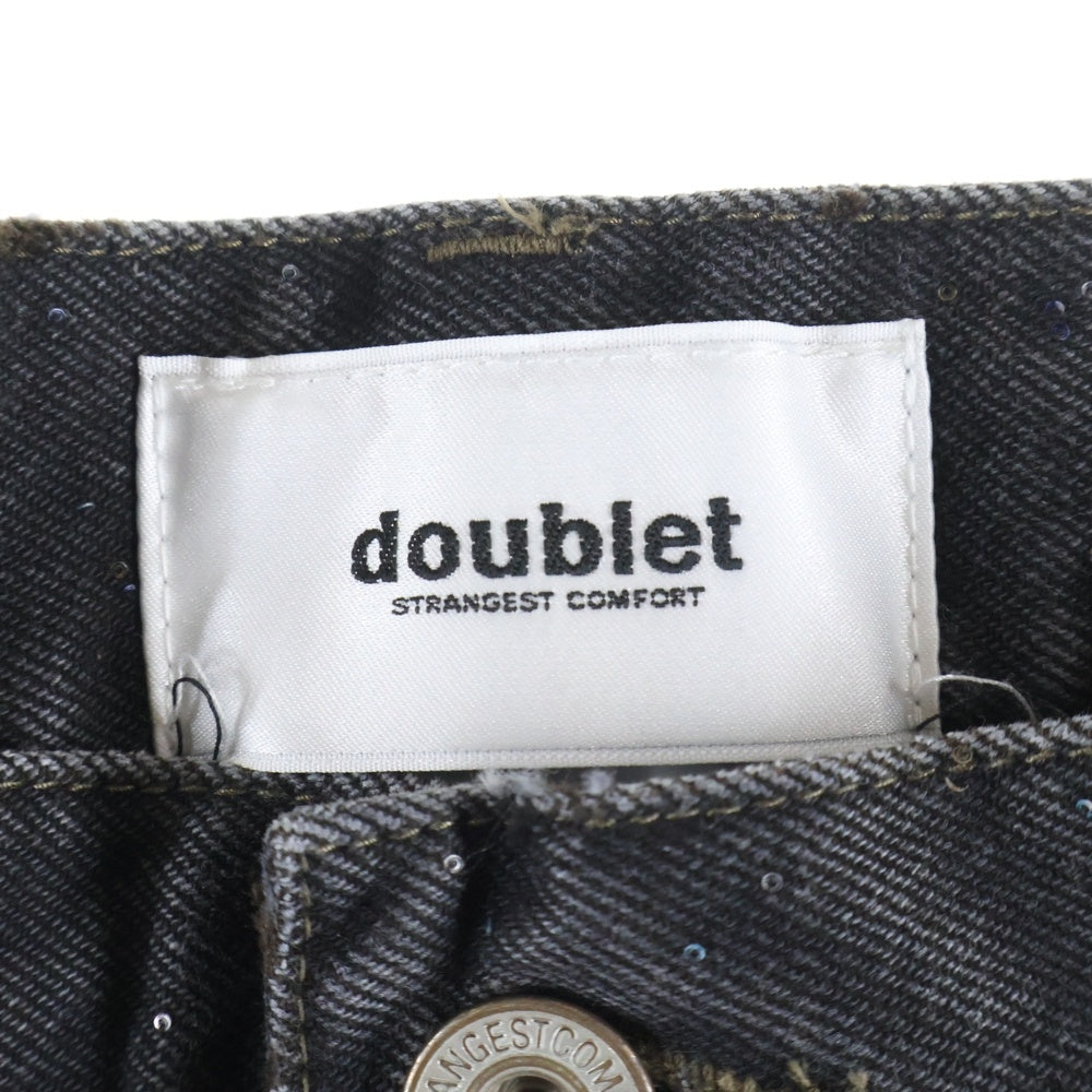 doublet(ダブレット) 25AW WOVEN SEQUIN DENIM PANTS ウーブン スパンコール デニム パンツ ブラック 25AW08PT317