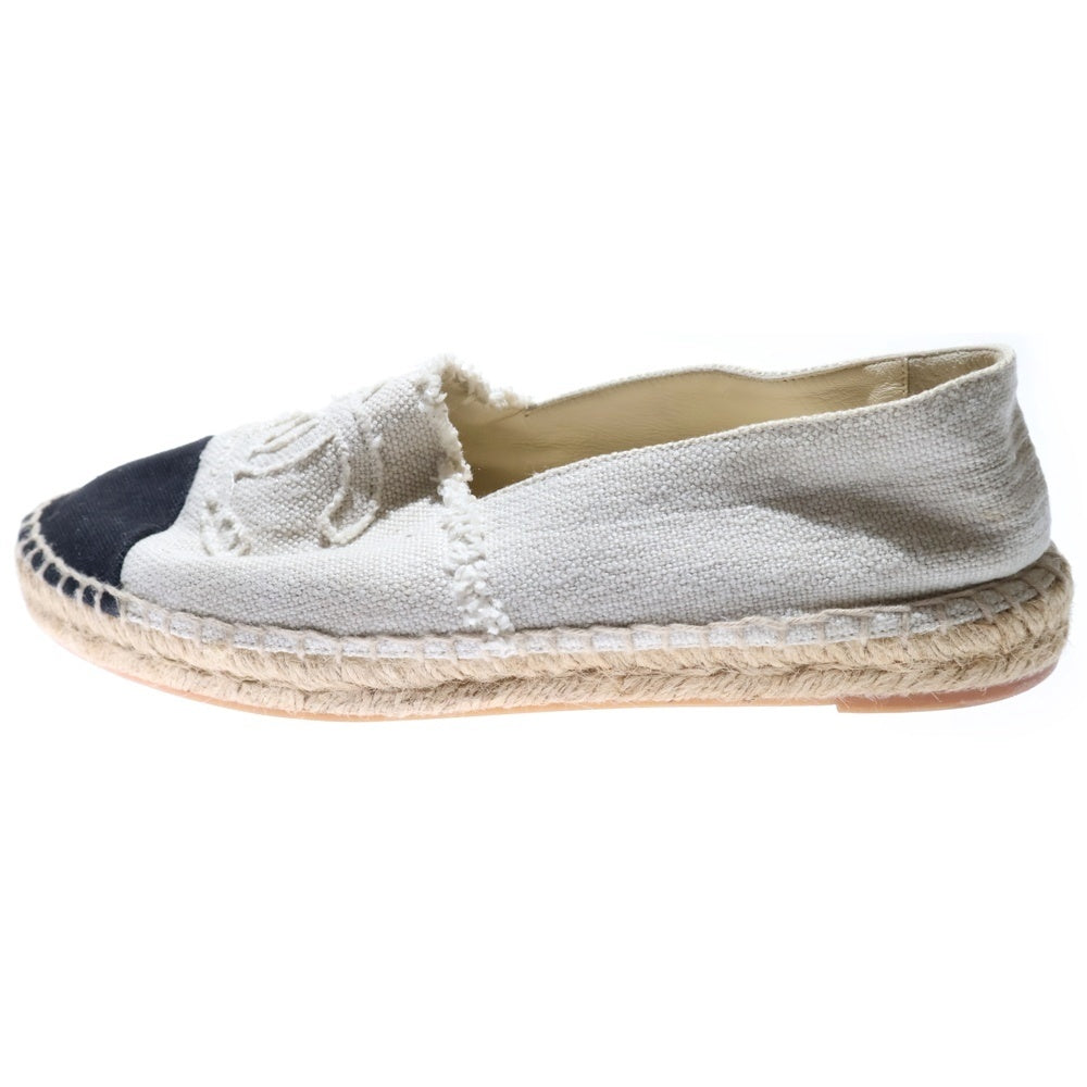 CHANEL(シャネル) エスパドリーユ キャンバス ロゴ ローカット スニーカー シューズ ホワイト/ブラック MG29762