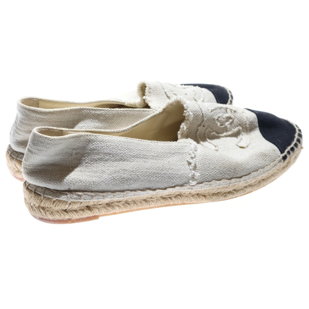 CHANEL(シャネル) エスパドリーユ キャンバス ロゴ ローカット スニーカー シューズ ホワイト/ブラック MG29762