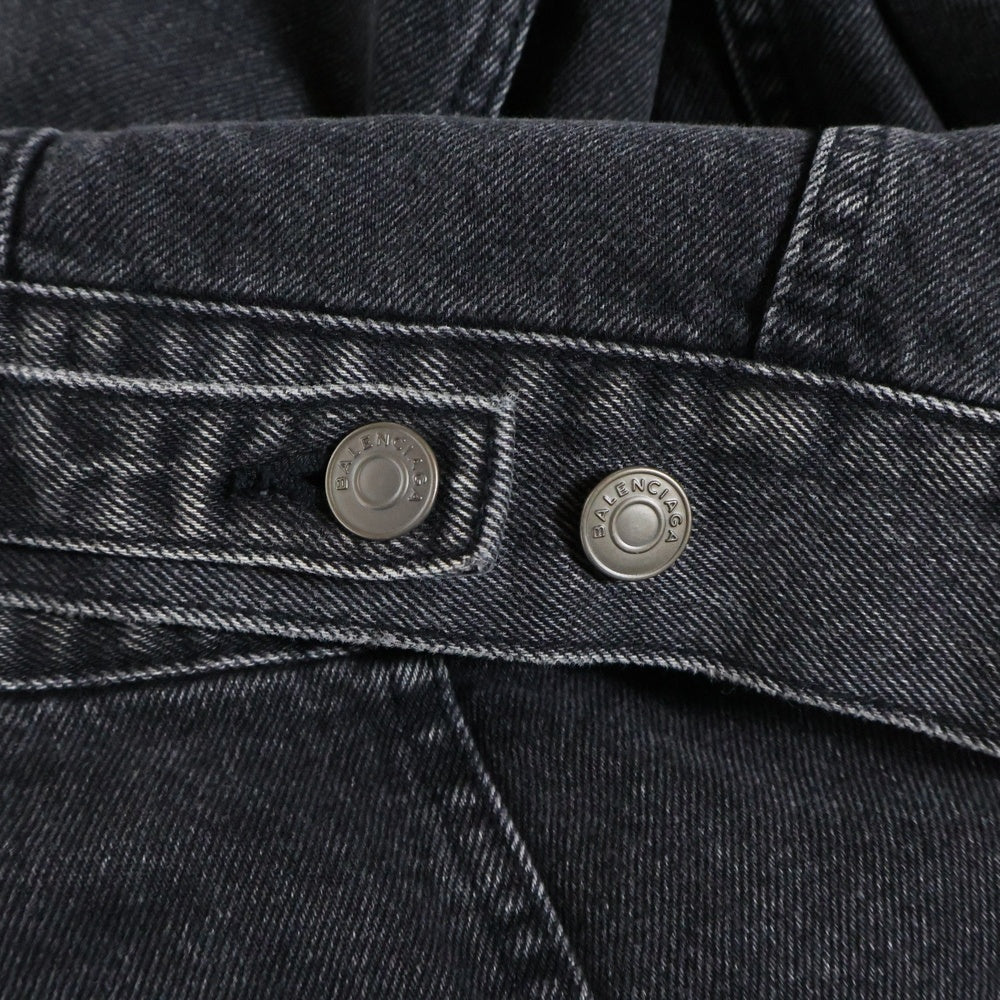 BALENCIAGA(バレンシアガ) 17AW ダメージ加工 バックロゴ クラッシュデニム ジャケット ブラック/グレー 493609 TXE11