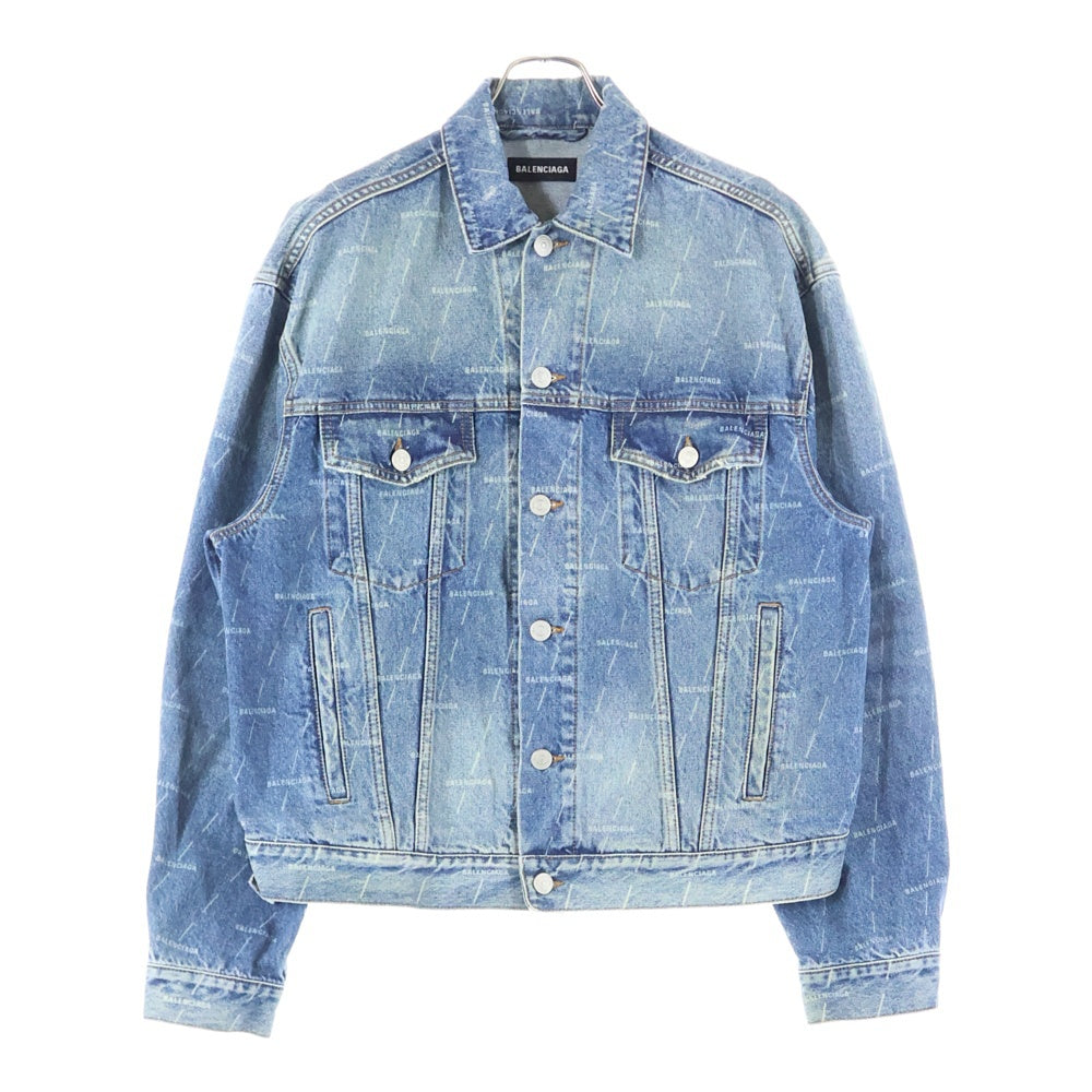 BALENCIAGA(バレンシアガ) DENIM ALL OVER LOGO JACKET 620731 TJW53 ロゴプリントデニムジャケット インディゴ