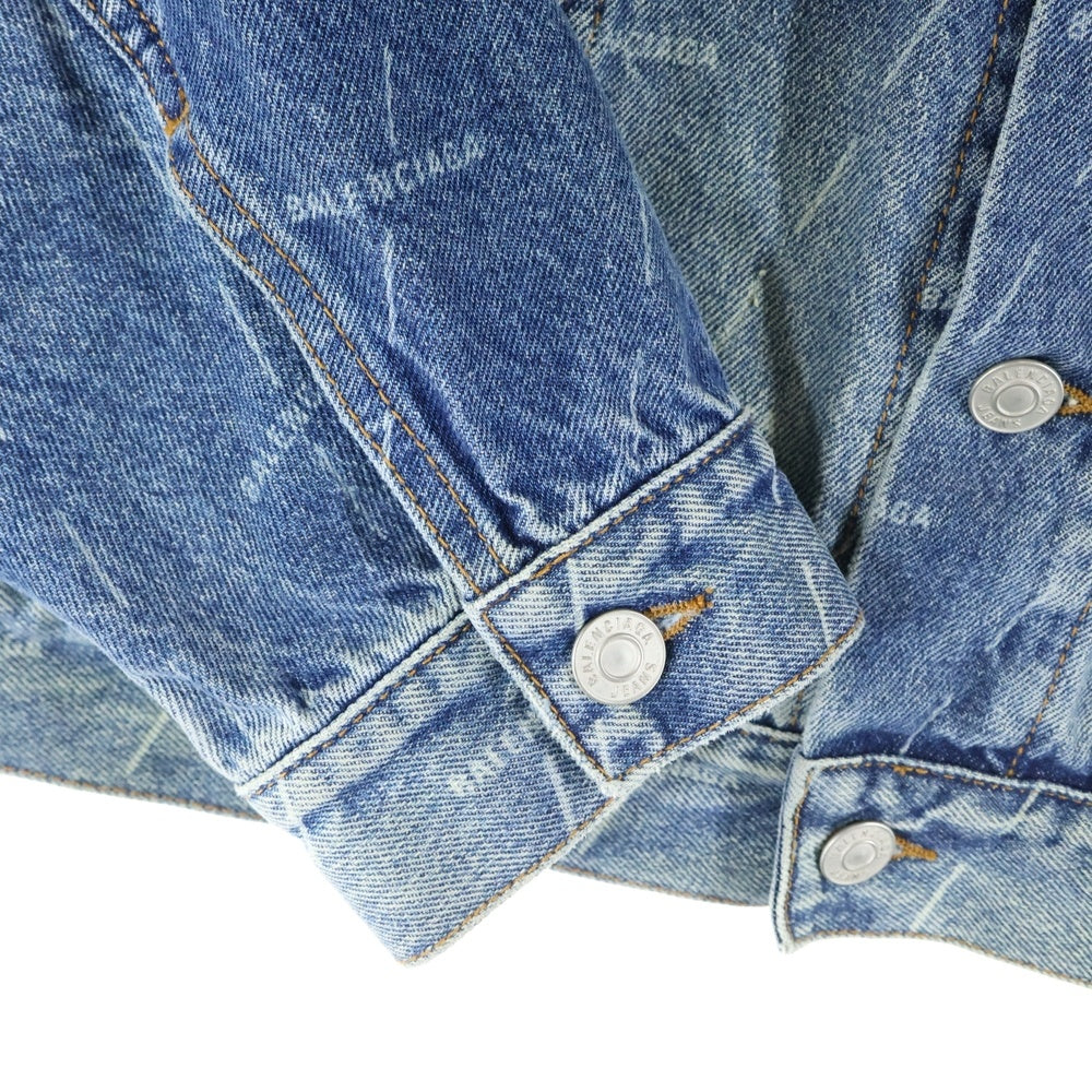 BALENCIAGA(バレンシアガ) DENIM ALL OVER LOGO JACKET 620731 TJW53 ロゴプリントデニムジャケット インディゴ