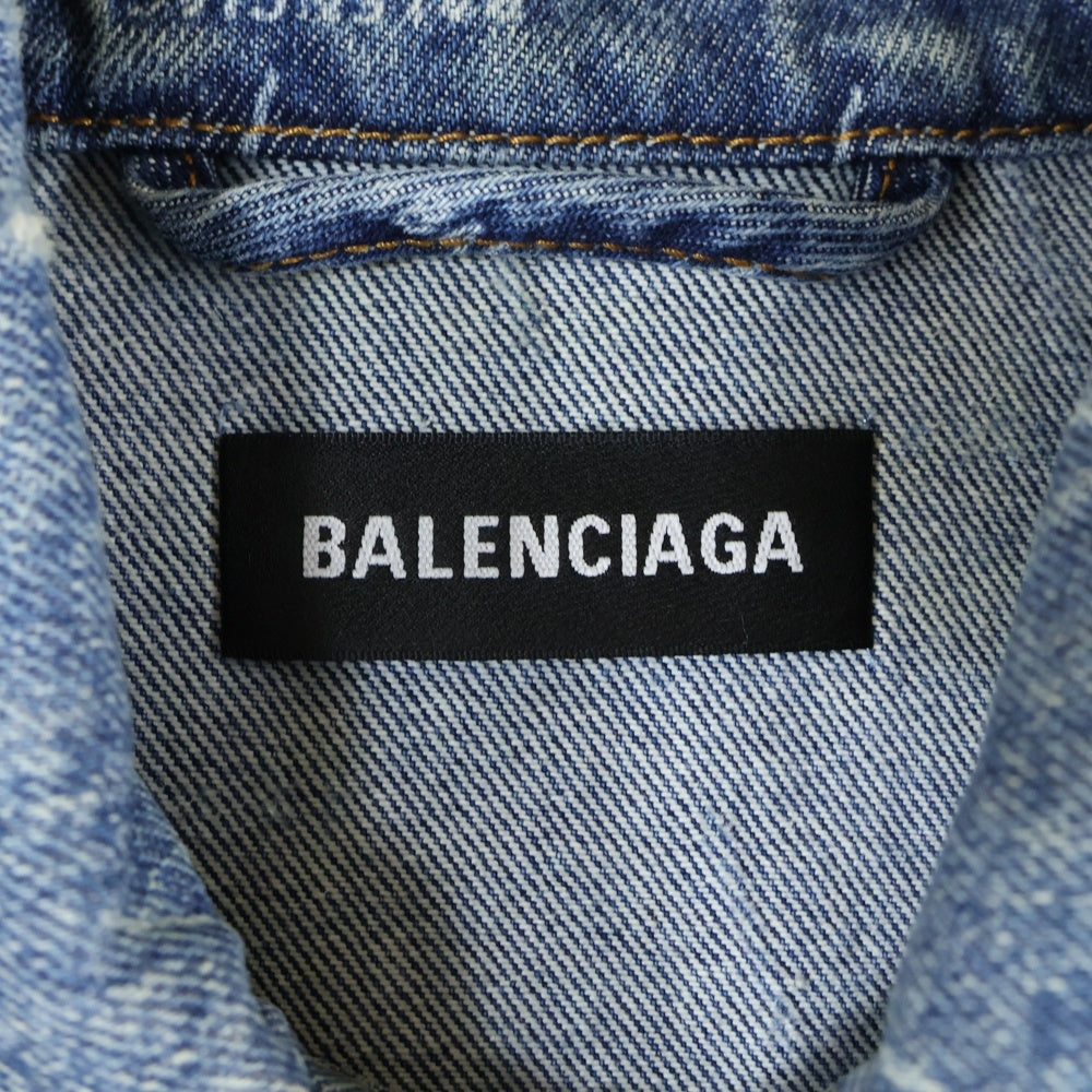BALENCIAGA(バレンシアガ) DENIM ALL OVER LOGO JACKET 620731 TJW53 ロゴプリントデニムジャケット インディゴ