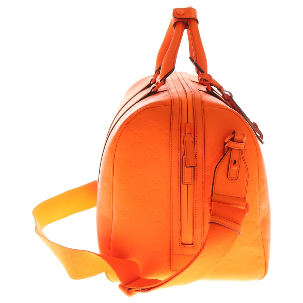 GUCCI(グッチ) ラバーエフェクト ミディアム ダッフルバッグ ボストンバッグ オレンジ 771235