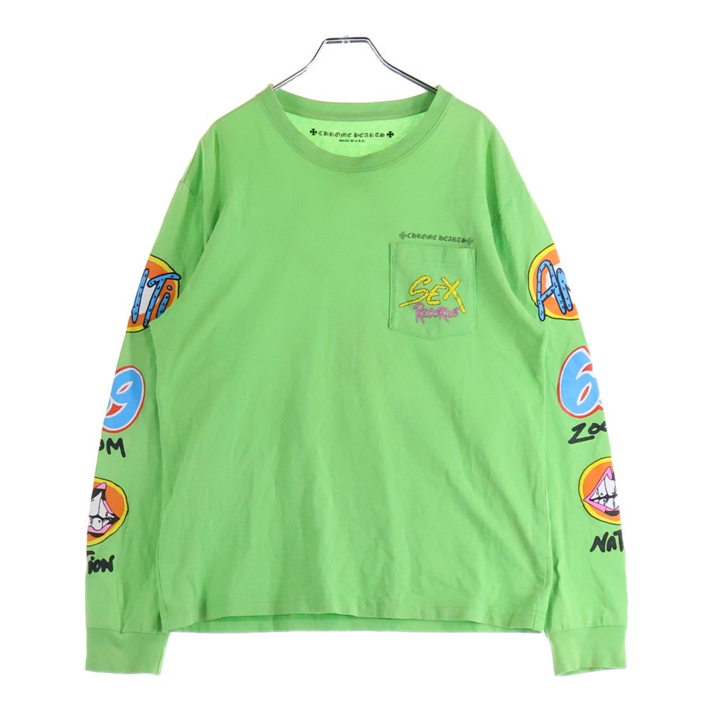 CHROME HEARTS(クロムハーツ) MATTY BOY PPO SEX RCD LS Tee マッティボーイ セックスレコード クルーネック 長袖Tシャツ カットソー グリーン