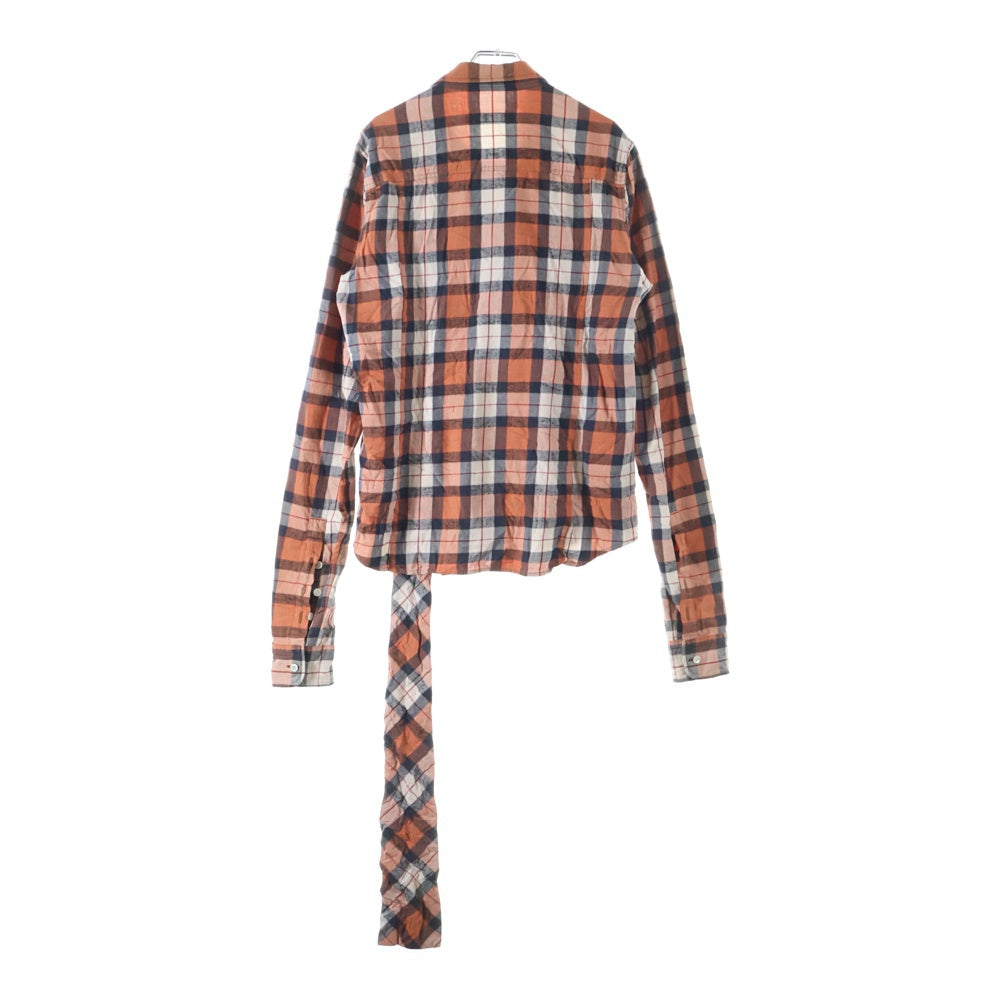 UNDERCOVER(アンダーカバー) 襟デザイン チェック柄 コットン長袖シャツ オレンジ調 6A222-SH1