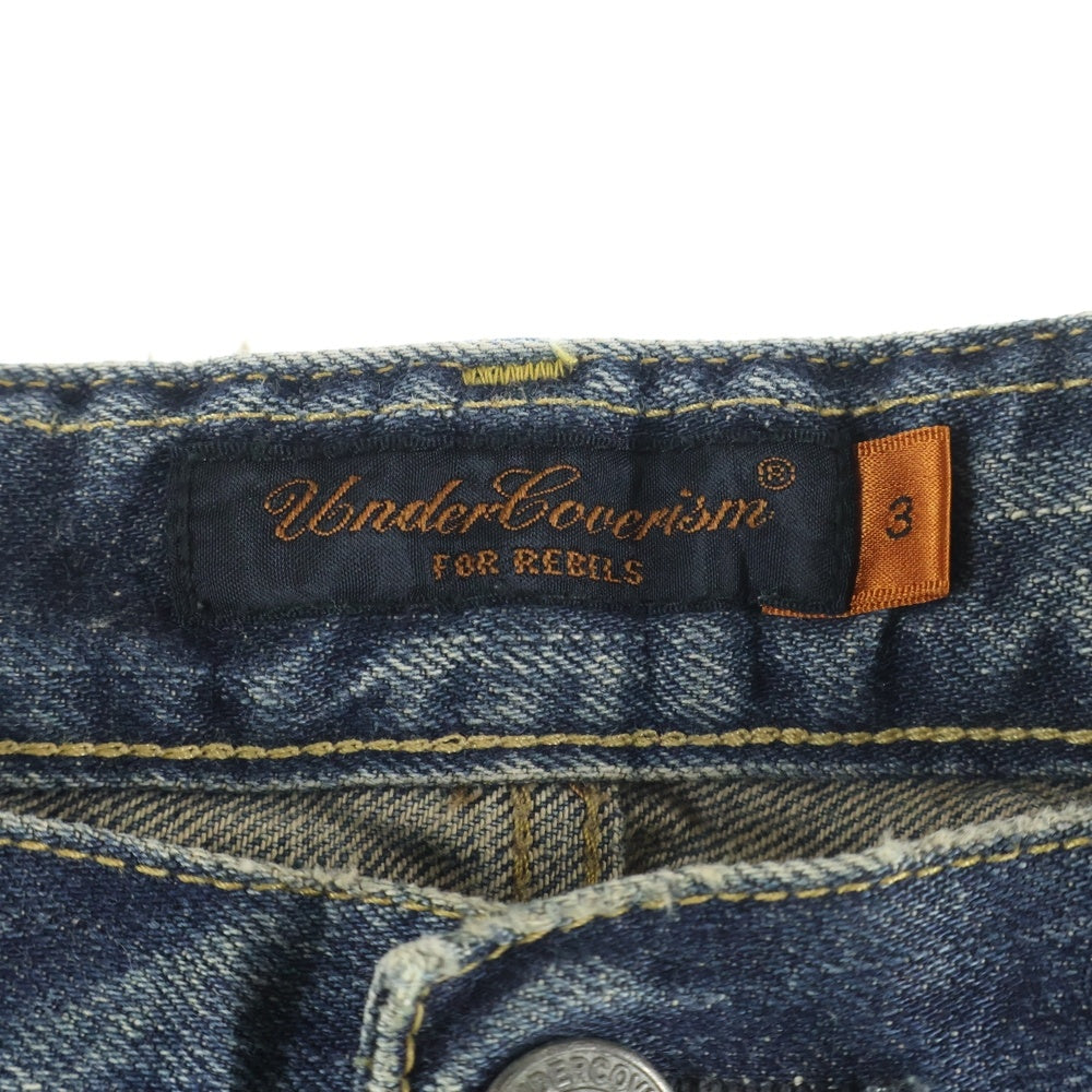 UNDERCOVER ISM(アンダーカバーイズム) 07SS PURPLE期 CHAOS/稲妻刺繍 ジップデニムパンツ インディゴ