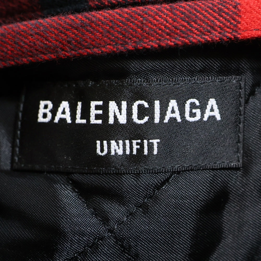 BALENCIAGA(バレンシアガ) 21AW Oversized Flannel キルティング フランネル長袖シャツ レッド/ブラック 662979