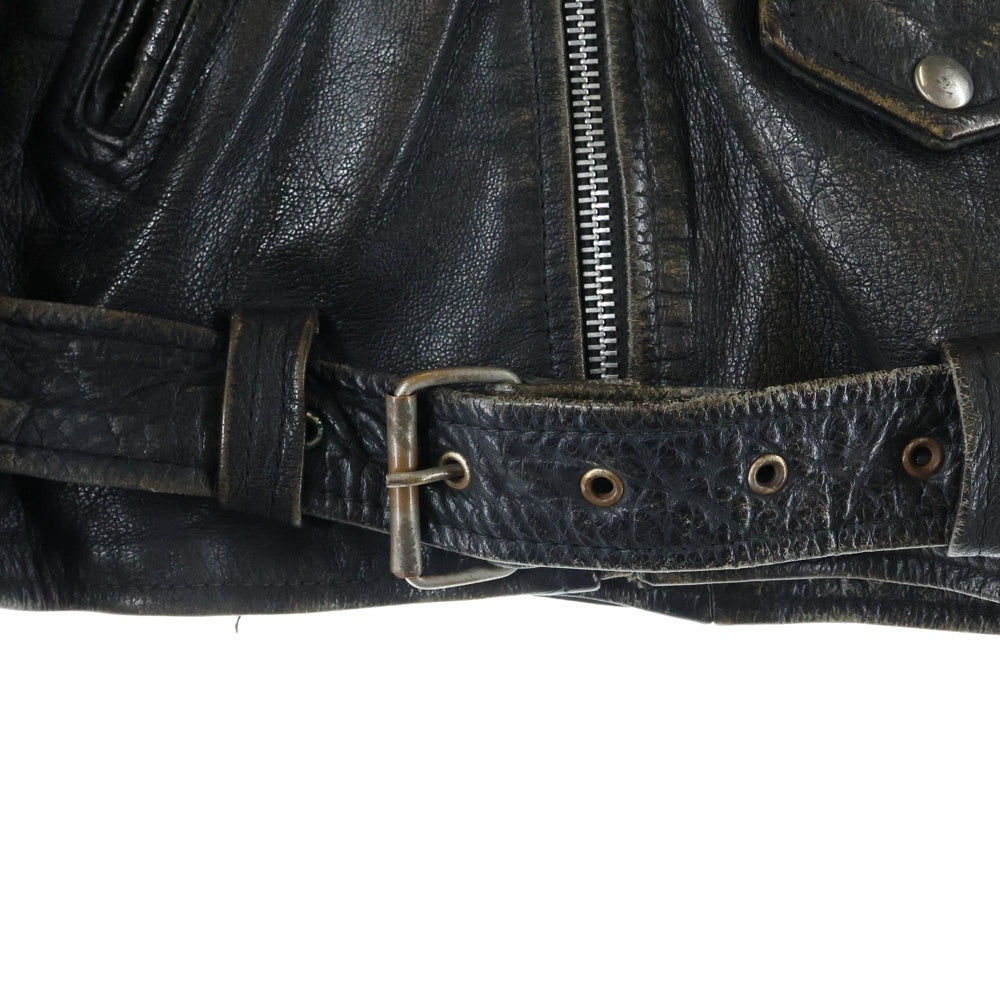 NO BRAND(ノーブランド) DIAMOND LEATHER COLLECTION(ダイヤモンドレザーコレクション)90's ダブルライダースジャケット ブラック
