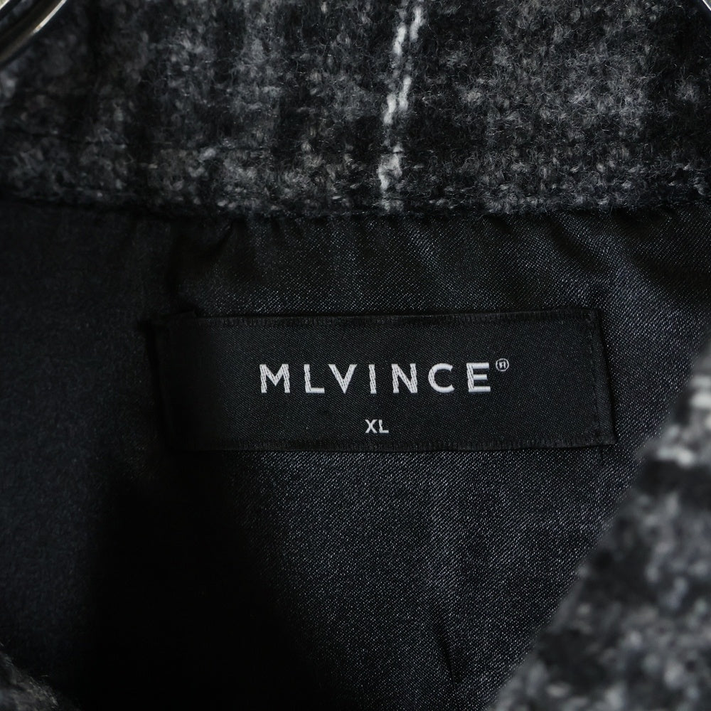 MLVINCE(メルヴィンス) 胸ポケット レザー ハンティング フランネル チェック シャツ ジャケット ブラック
