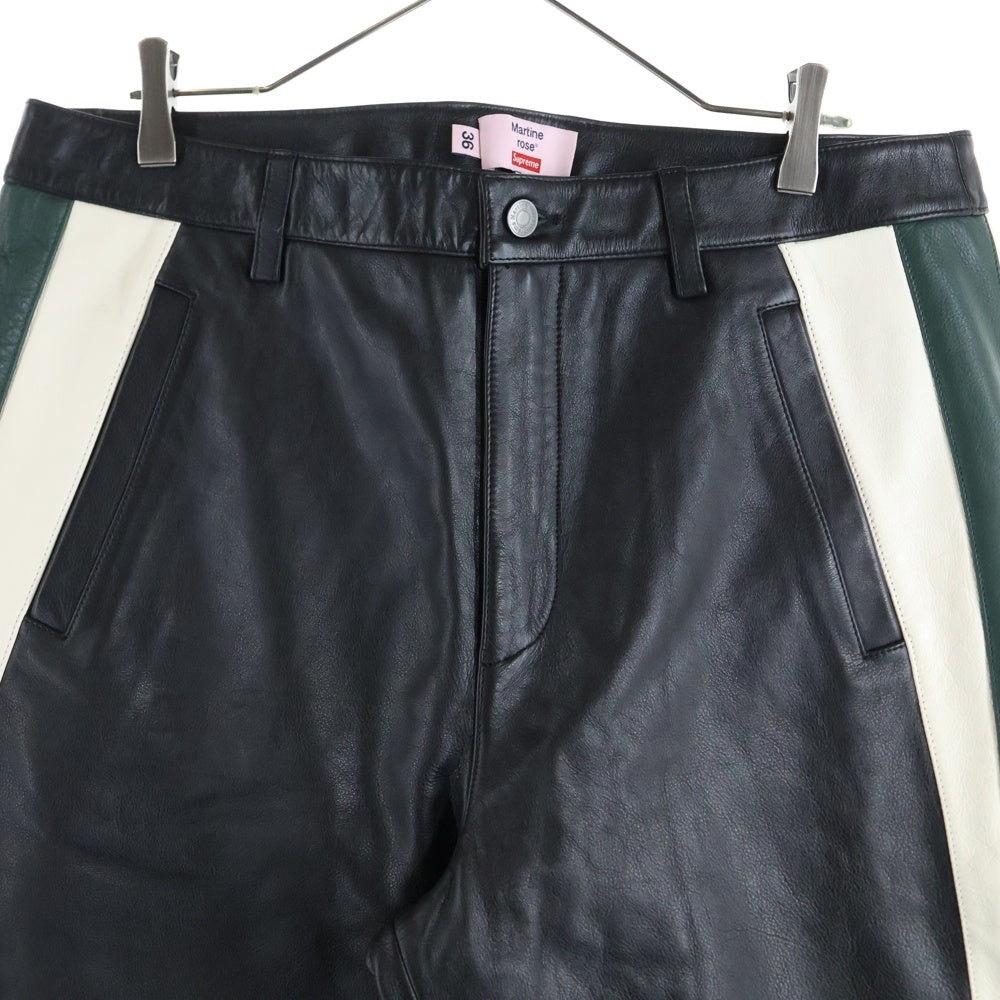 SUPREME(シュプリーム) 24AW ×Martine Rose Leather Pant マーティンローズ レザー トラックロングパンツ ブラック