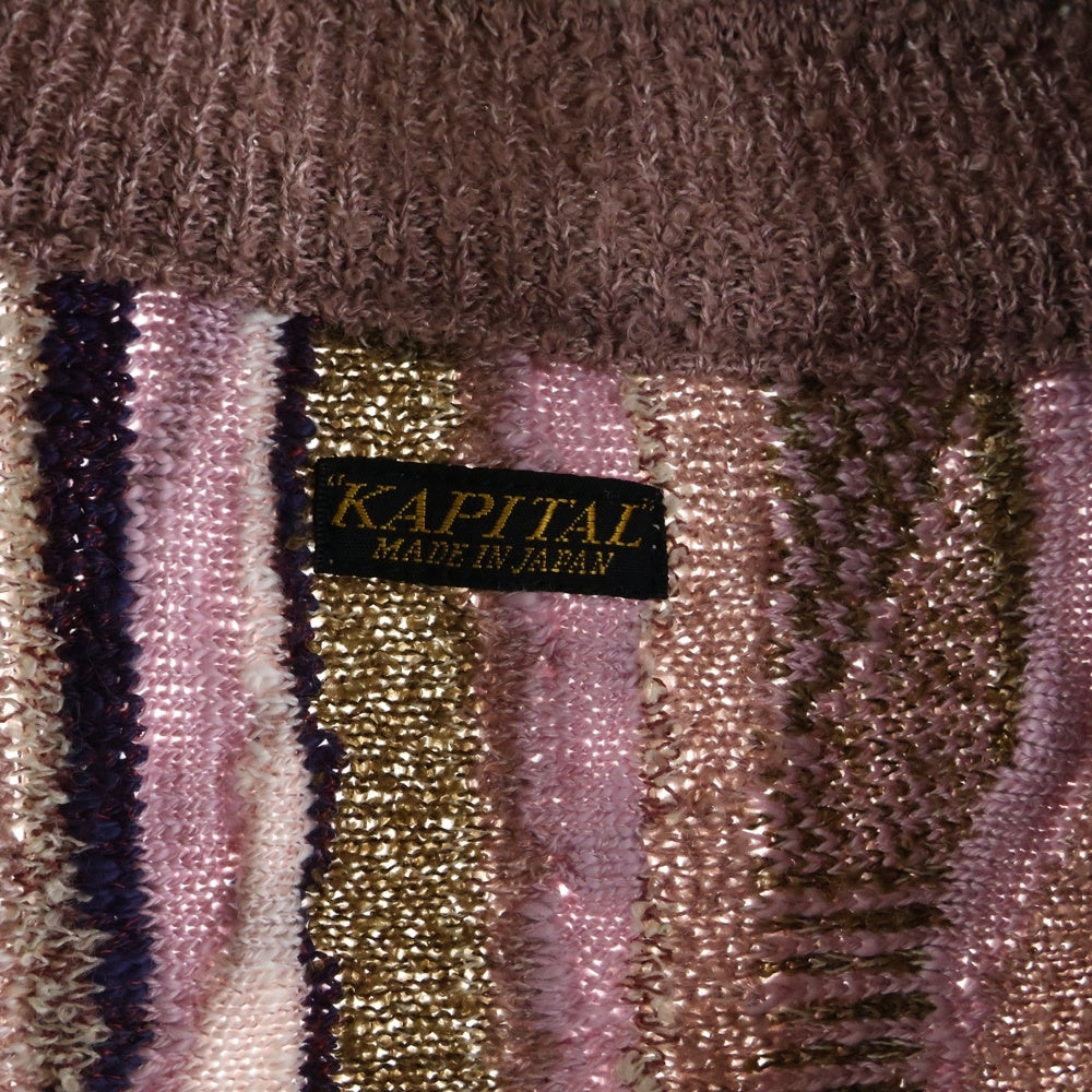 KAPITAL(キャピタル) 7G ニット GAUDYハーフZIPベスト パープル K2504KN814