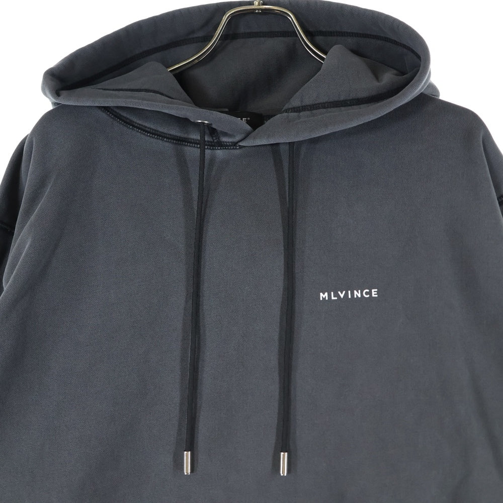 MLVINCE(メルヴィンス) ロゴ刺繍 フーデッド プルオーバー スウェットフーディーパーカー ブラック