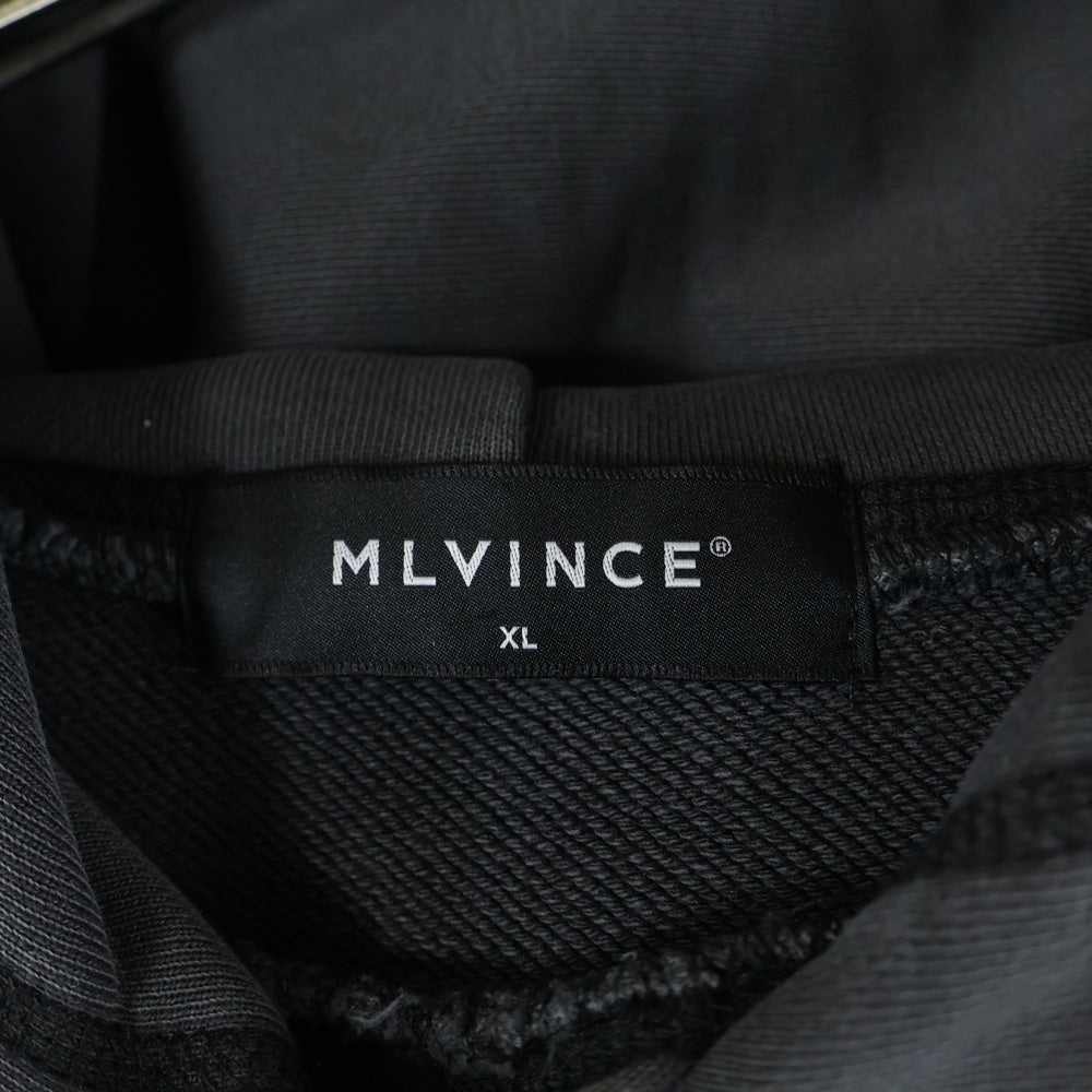 MLVINCE(メルヴィンス) ロゴ刺繍 フーデッド プルオーバー スウェットフーディーパーカー ブラック
