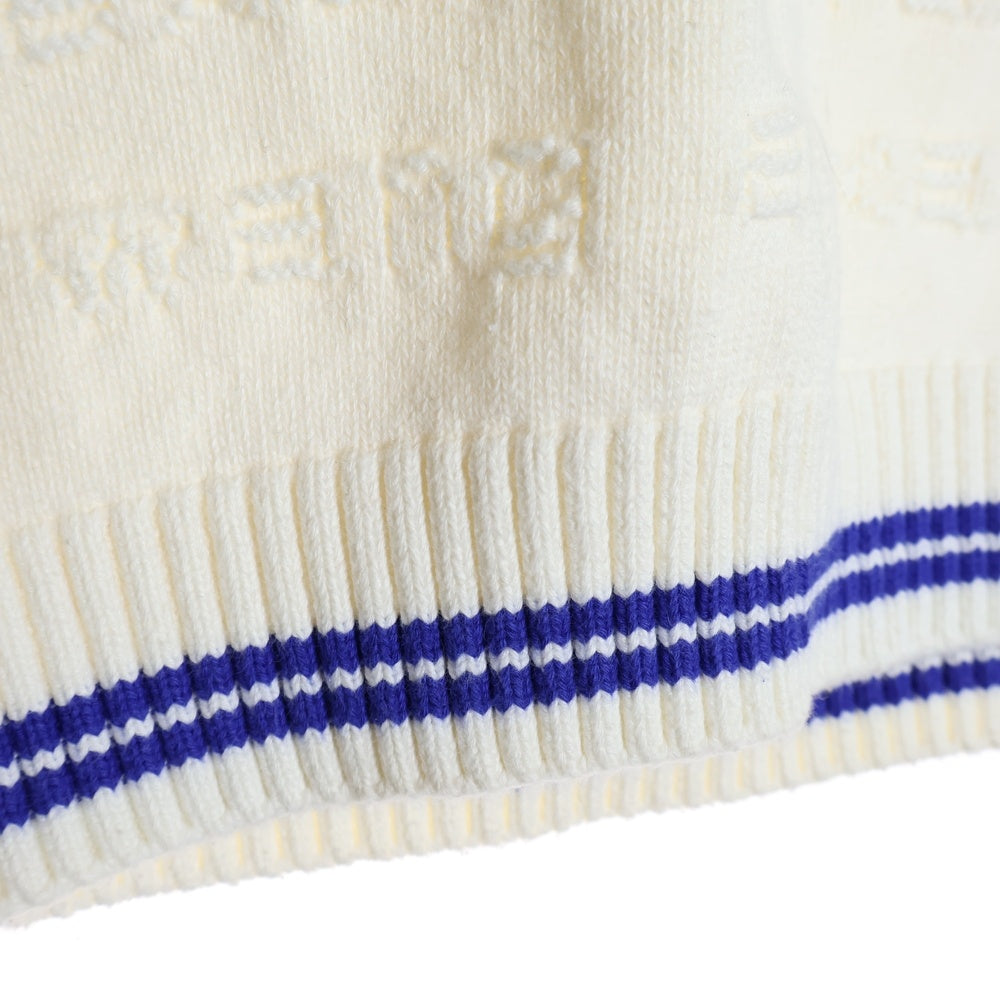 ALEXANDER WANG(アレキサンダーワン) ロゴショート丈 ライン ニットベスト ホワイト/ブルー レディース 1KC3231051