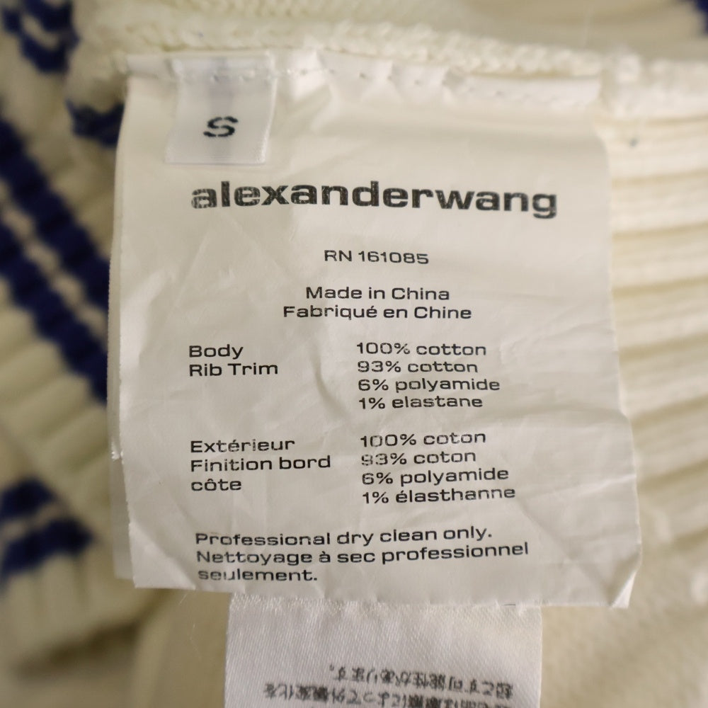 ALEXANDER WANG(アレキサンダーワン) ロゴショート丈 ライン ニットベスト ホワイト/ブルー レディース 1KC3231051