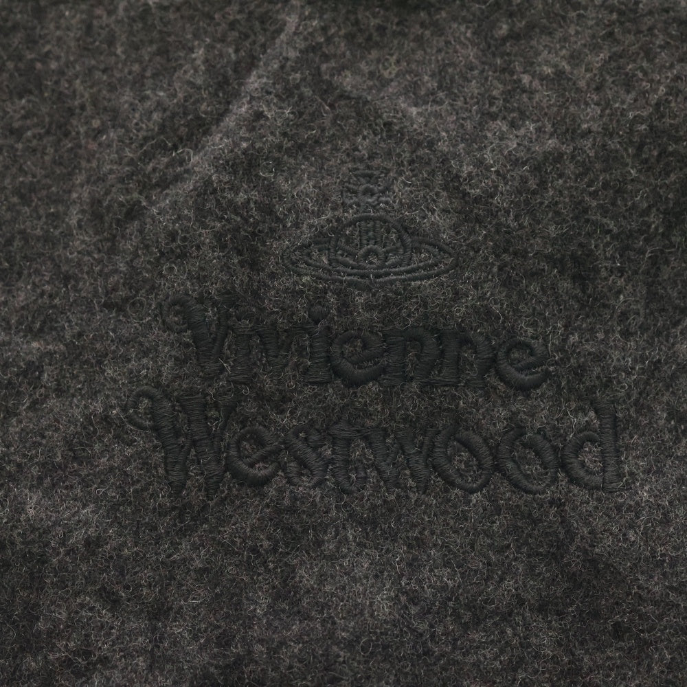 Vivienne Westwood(ヴィヴィアンウエストウッド) ロゴ刺繍 ウールマフラー ストール グレー レディース