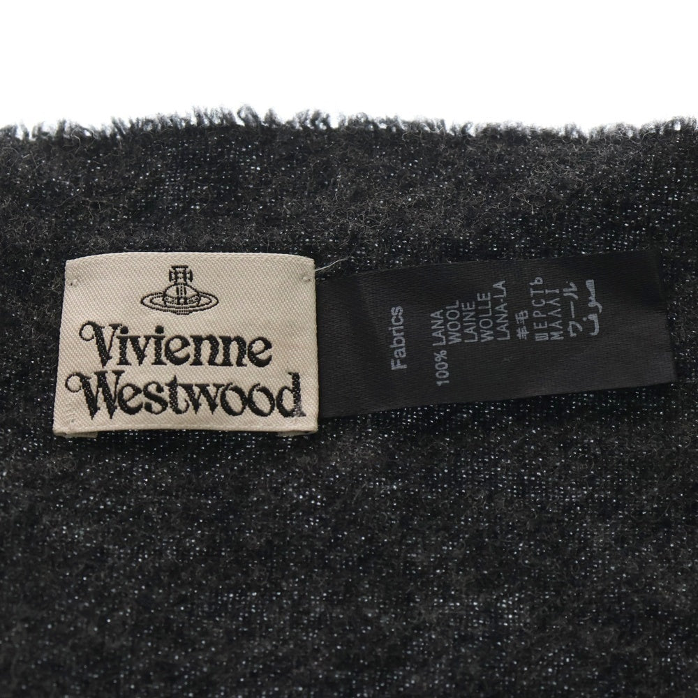 Vivienne Westwood(ヴィヴィアンウエストウッド) ロゴ刺繍 ウールマフラー ストール グレー レディース