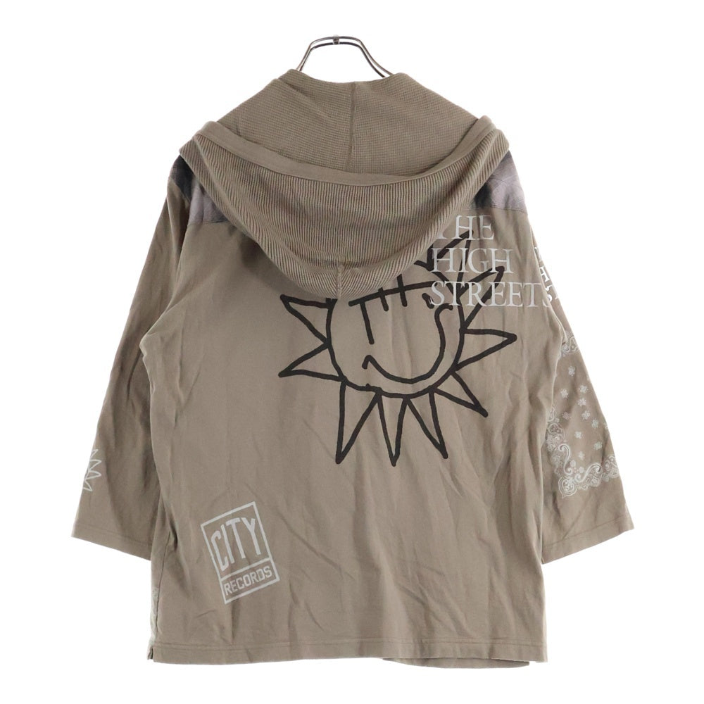 NUMBER (N)INE(ナンバーナイン) 07SS フードドッキングオンブレシャツ 七分丈 ベージュ S07-NS009B