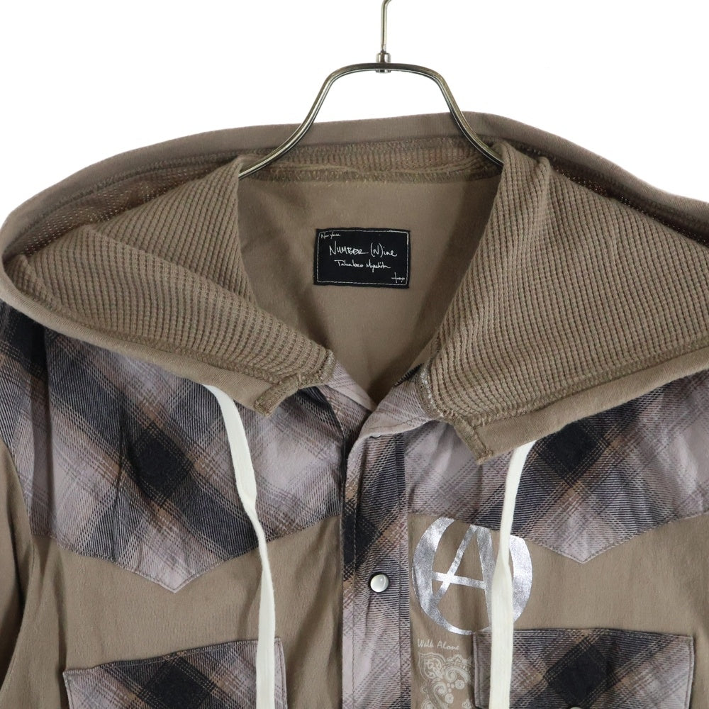 NUMBER (N)INE(ナンバーナイン) 07SS フードドッキングオンブレシャツ 七分丈 ベージュ S07-NS009B