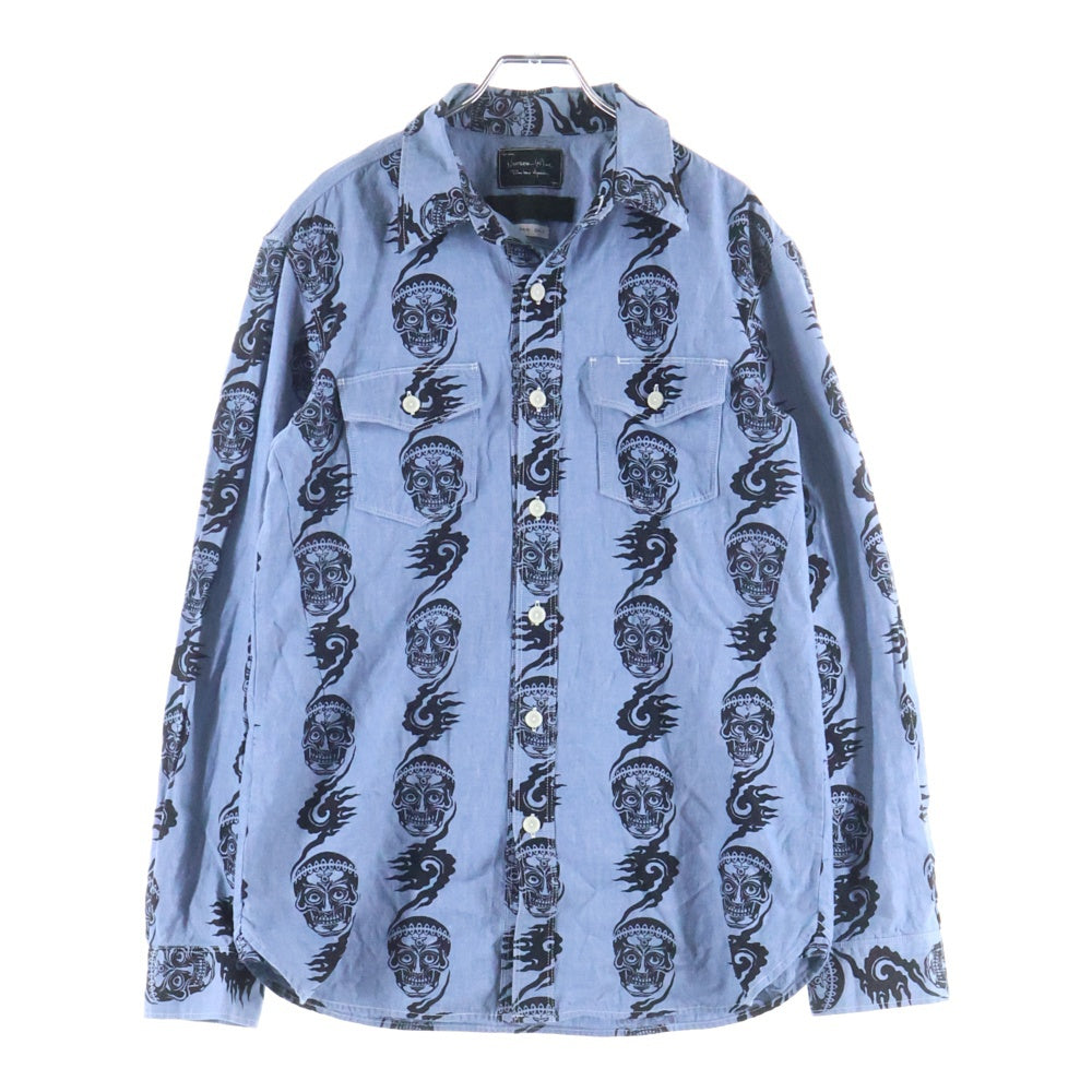 NUMBER (N)INE(ナンバーナイン) 06AW ×MAGICAL DESIGN マジカルデザイン スカルプリントコットンシャツ ブルー