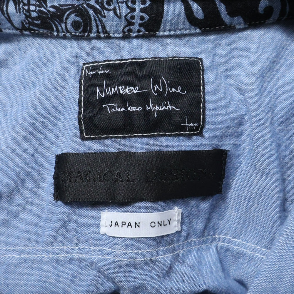 NUMBER (N)INE(ナンバーナイン) 06AW ×MAGICAL DESIGN マジカルデザイン スカルプリントコットンシャツ ブルー
