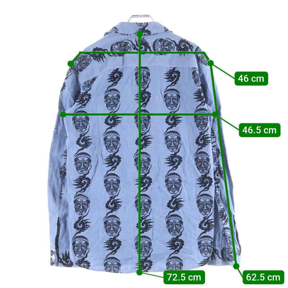 NUMBER (N)INE(ナンバーナイン) 06AW ×MAGICAL DESIGN マジカルデザイン スカルプリントコットンシャツ ブルー