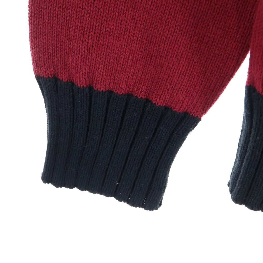 HYSTERIC GLAMOUR(ヒステリックグラマー) ボーダーニットカーディガン 刺繍バックデザイン レッド/ブラック 0201ND03